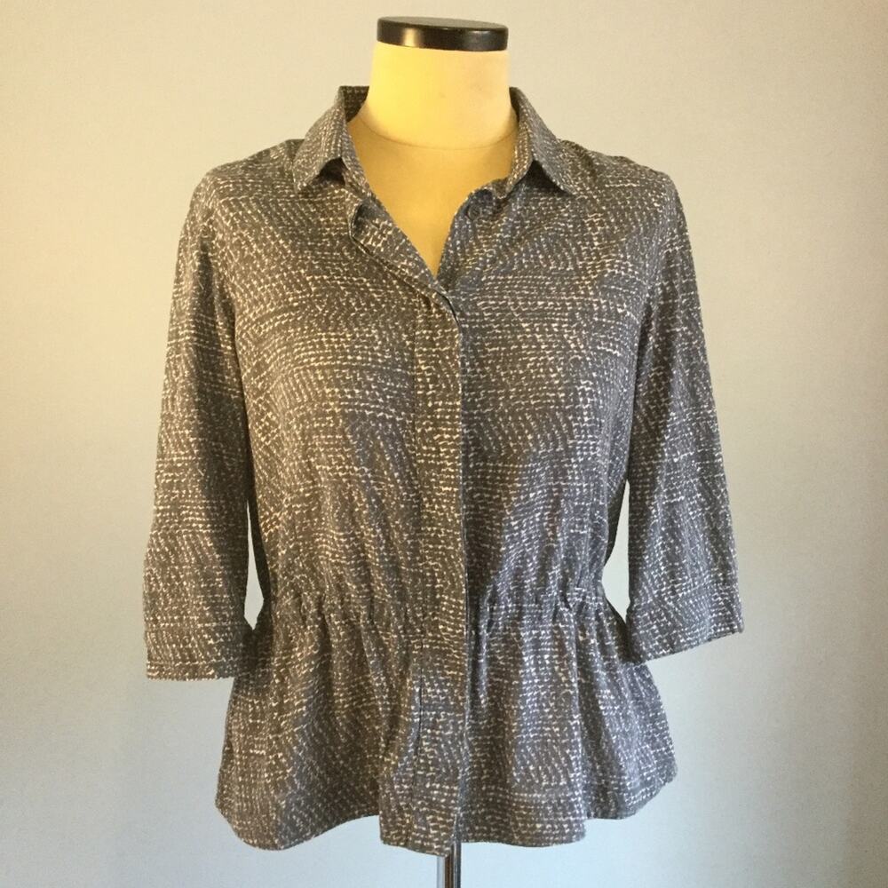 Akris Punto 12 Blouse Peplum Cinch Waist Drawcord